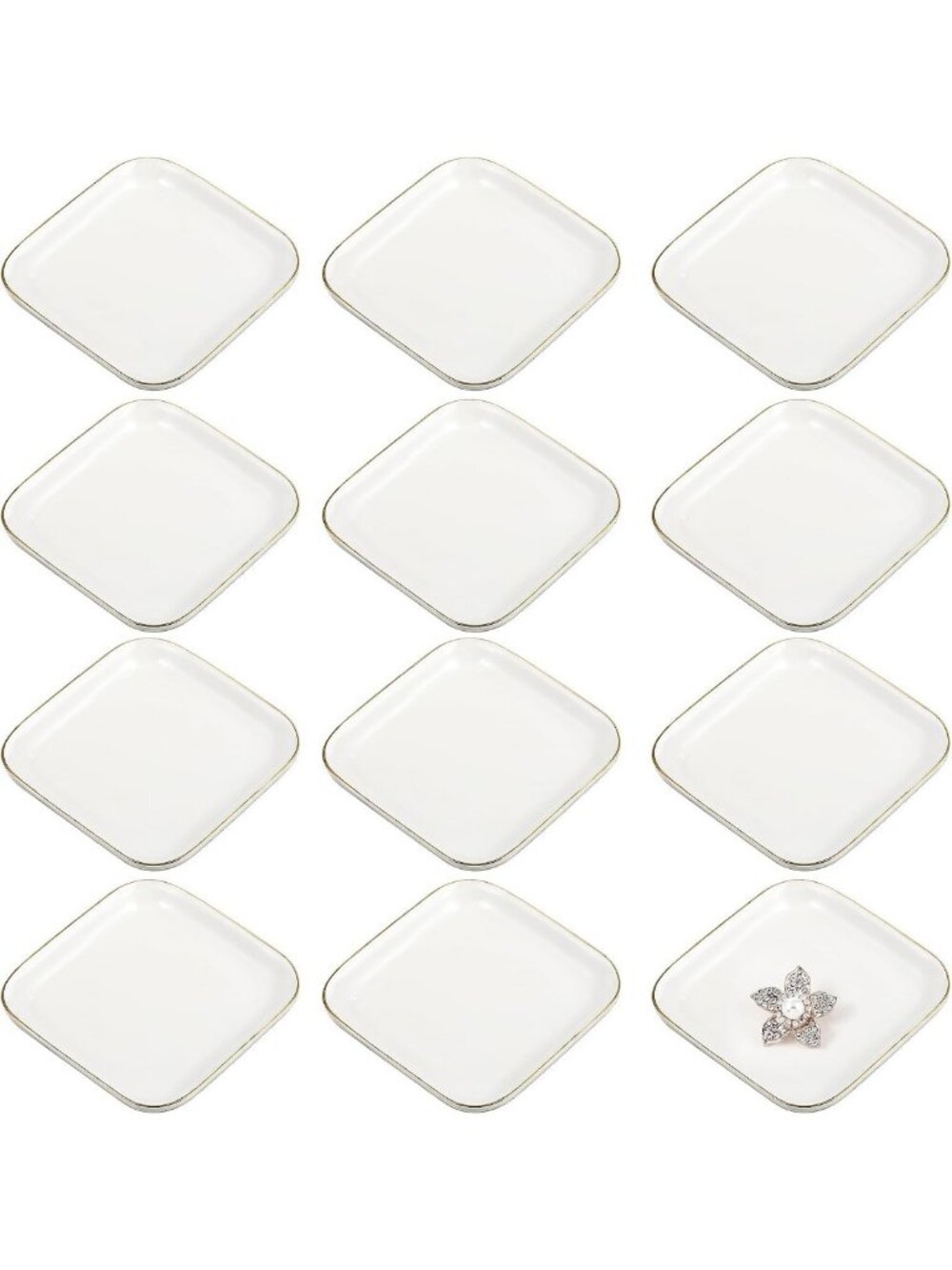 12 Pcs Ceramic Ring Trinket Dishes - Jewelry Storage Tray Set, Decorative Bowls
